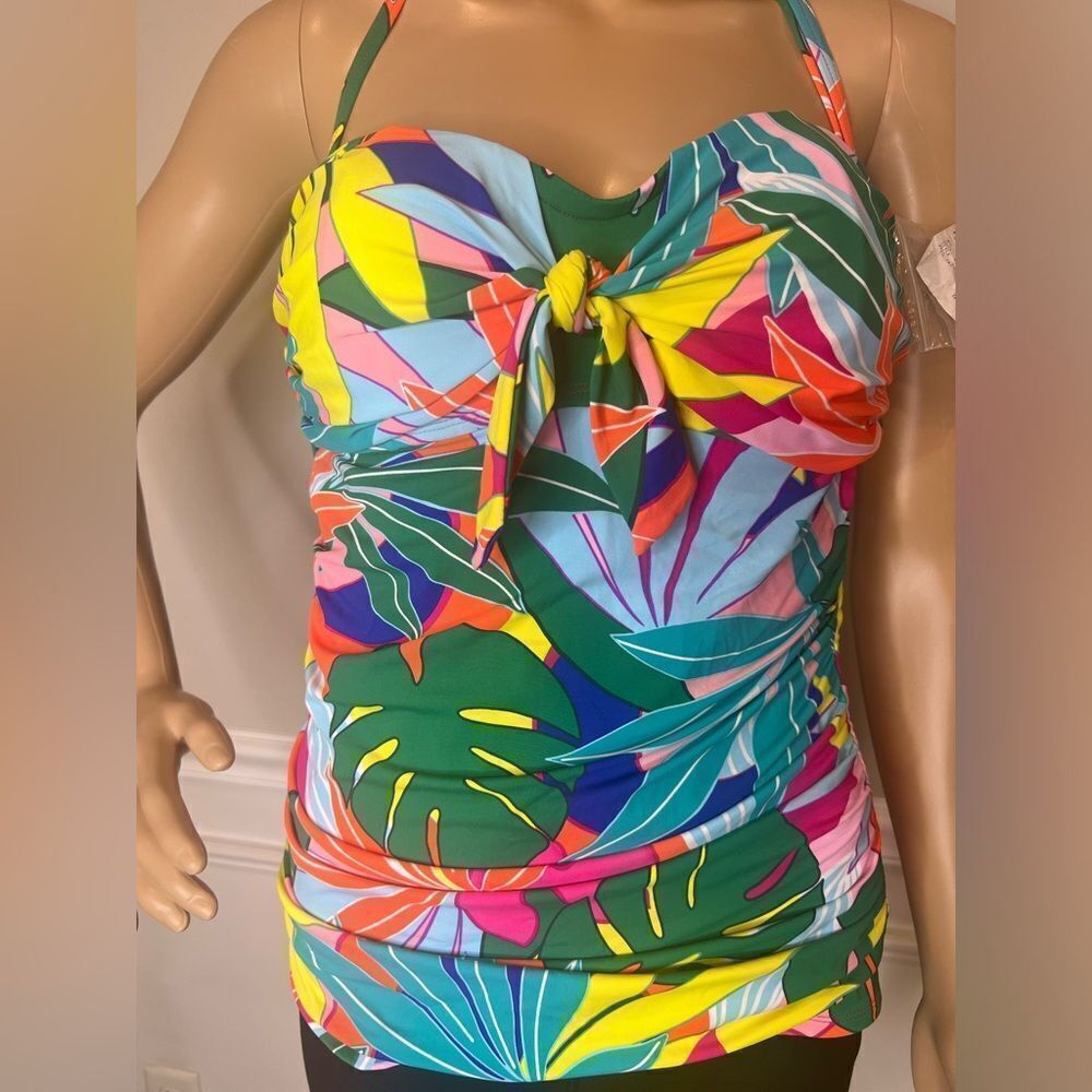 NWOT BLEU BY ROD BEATTIE LIFE OF THE PARTY DRAPED BANDEAU TANKINI - Picture 6 of 7